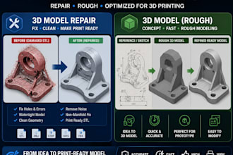 model, fix, modify, edit and optimize stl file repair for quality 3d printing