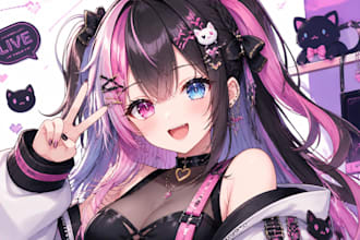 draw anime original character, vtuber avatar or pfp