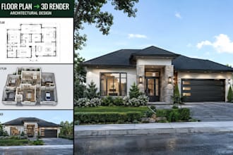 photorealistic house rendering 3d floor plan to 3d render architectural design