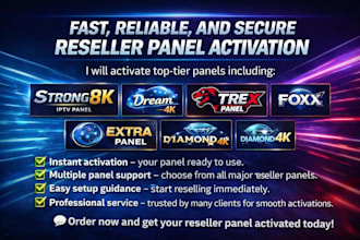 do reseller panel setup, strong8k, xui panel, noos panel, 4k, trex, mega, lion