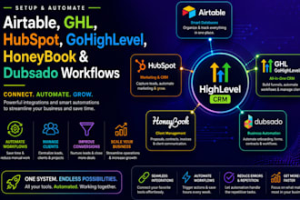 setup airtable, ghl, hubspot  gohighlevel hubspot honeybook dubsaworkflow