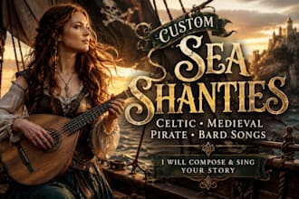 create a custom sea shanty, celtic folk song with fiddle, bodhrán, lute, flute