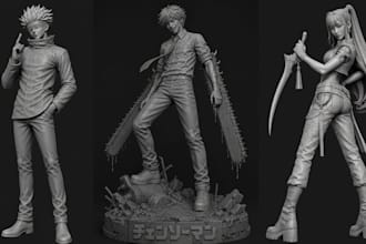 sculpt custom anime figure action figure statue diorama stl file for 3d printing
