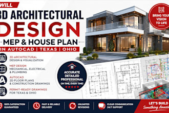 create architectural, mep, hvac, plumbing, and electrical permit drawings