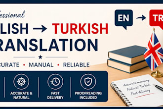 translate turkish to english and english to turkish professionally and manually