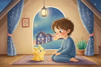 create stunning children book illustration with colorful custom storybook art