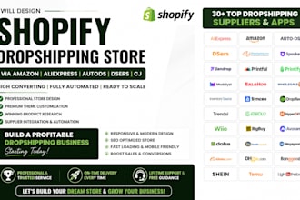 design shopify dropshipping store design via amazon aliexpress autods dsers cj