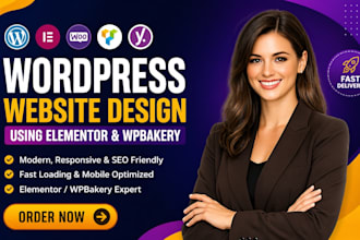design professional wordpress website using elementor wpbakery visual composer
