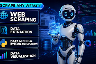 do web scraping, data extraction, data mining and python automation