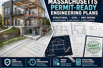 provide massachusetts building permit drawings structural civil and mep design