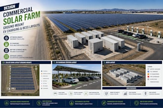 design commercial solar farm ground mount ev charging and bess layout