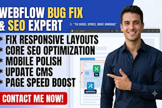 fix webflow bugs update webflow site and optimize seo