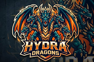 design wonderful hydra dragon mascot logo design with 1 day delivery