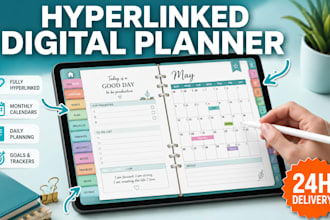 verlinkter digitaler planer für goodnotes, notability and ipad