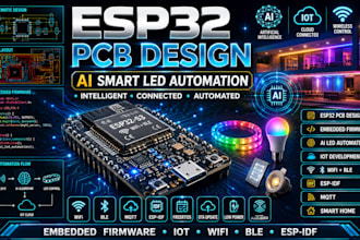 design esp32 pcb and develop ai smart led automation, iot and embedded firmware