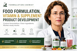 do food formulation, vitamin and product development formulation chemist