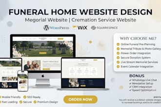 design a funeral home website, memorial and cremation website