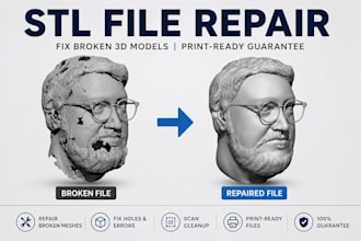 repair stl files, fix mesh, clean 3d scans, and prepare models for 3d printing