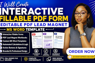 create interactive fillable pdf form, editable pdf lead magnet, ms word template