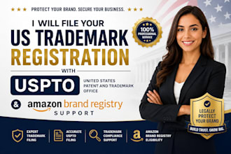 file your US trademark registration with uspto and amazon brand registry support