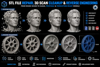 fix stl file repair stl, 3d model repair 3d scan cleanup and reverse engineering