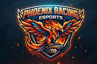 create awesome style phoenix racing e sport mascot logo design