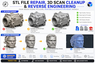 repair stl file, fix stl, 3d scan cleanup, mesh repair and reverse engineering