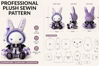 create a custom plush sewing pattern for stuffed animal and plush toy