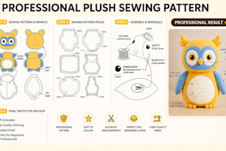 create a custom plush sewing pattern for stuffed animal and plush toy