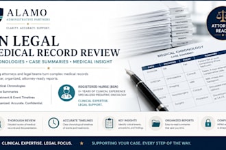 provide rn medical record review and legal case chronologies