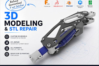 design parametric 3d cad models, fix stl, step, and 3mf files for 3d printing