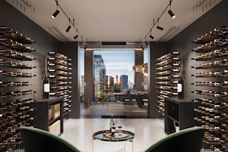 design realistic 3d wine cellar, wine room, tasting room and bar interiors