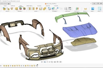 design a custom widebody kit, car parts, bumper and automotive cad
