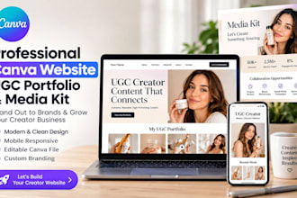 design canva website ugc portfolio canva landing page media kit creator website