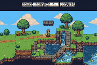 create pixel art tileset, sprite sheet, rpg game assets and tilemap