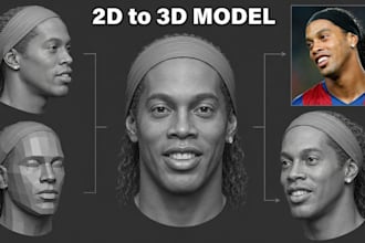 sculpt realistic 3d head model from photo convert 2d to 3d head bust stl file