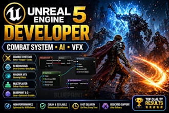 develop unreal engine combat system gameplay mechanics vfx multiplayer