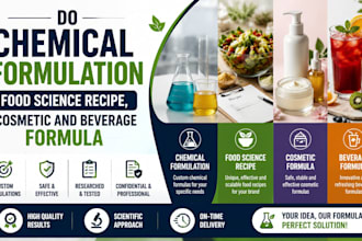 do chemical formulation, food science recipe, cosmetic and beverage formula