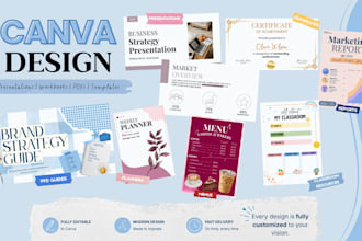 design editable canva presentations, workbooks and pdfs