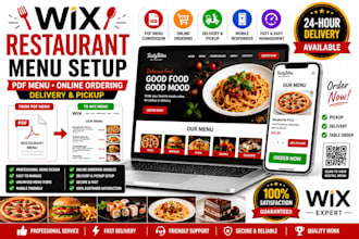 create wix restaurant menu, online ordering and PDF menu