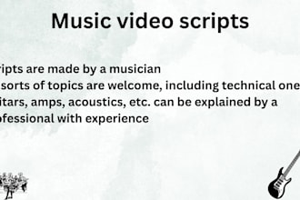 write scripts for videos about music, guitars and amps