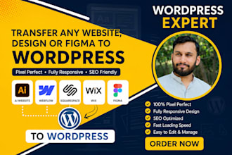 clone or transfer ai website, webflow, squarespace, wix, or figma to wordpress