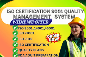 prepare iso 9001  27001 14001 45001 13485 documentation certified qms