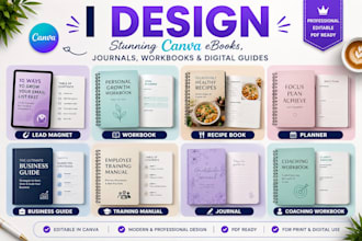 design stunning canva ebook, journal,workbook and digital guide
