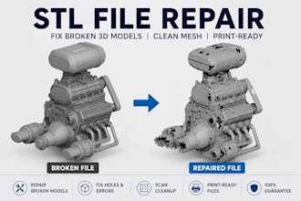 repair stl files and make 3d models print ready for 3d printing