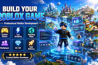 develop your full roblox game in roblox studio with lua scripting, roblox game