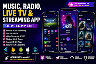 music clone app, radio clone app, live streaming, video streaming, live tv app