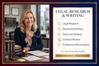 be your legal researcher and professional legal writer