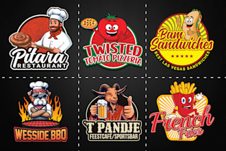 design food and restaurant logo, cafe, branding kit and full restaurant branding