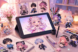 draw cute chibi art in kawaii style anime characters
